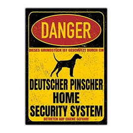 German Pinscher Dog Sign Danger Security System Door Sign Dog Sign Warning Sign