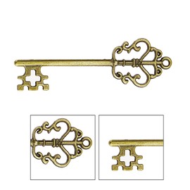 ENET 40 Pcs Old Look Skeleton Key Charm Pendant Heart Bow Lock Silver Tone