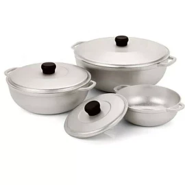 IMUSA 3-Piece Natural Cast Aluminum Dutch Oven Set Oven Safe Serving Piece Cookware