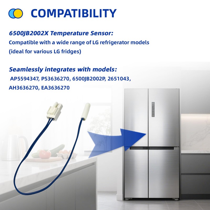 6500JB2002X 6500JB2002P Refrigerator Temperature Sensor Fits for LG Refrigerator, Replaces