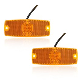 Qiping 2 Pack Orange 12 V 24 V LED Outline Light Yellow Amber Position Light with E-Mark for Trucks, Car Trailers, Caravans, Cars, Tractors