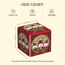Red and Black Buffalo Plaid Leather Tissue Box Holder Christmas Gnomes Tissue Box Cover Square Waterproof Tissue Holder Organizer Modern Napkin Holder for Bedroom Dresser Night Stand Office Desk