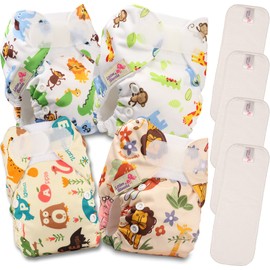 Littles & Bloomz Pocket NB-406MF4 Reusable Baby Nappies Newborn and Premature 4 Newborn Nappies 4 Newborn Microfibre Inserts