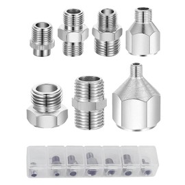 HUBEST 7 pcs of airbrush adaptor set airbrush fitting airbrush connector kit Airbrush Threaded Plug for Connecting Airbrush and air Compressor with Transparent plaxtic Box