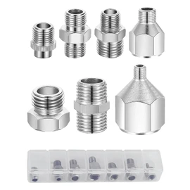HUBEST 7 pcs of airbrush adaptor set airbrush fitting airbrush connector kit Airbrush Threaded Plug for Connecting Airbrush and air Compressor with Transparent plaxtic Box