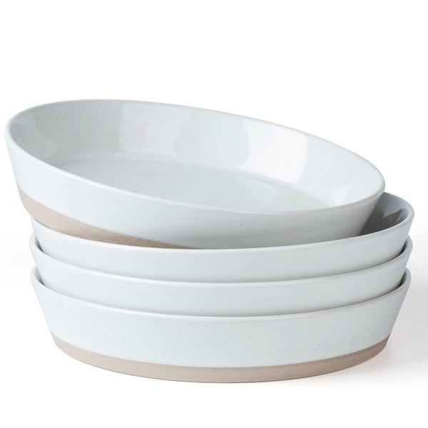 famiware Saturn 4 Pieces Pasta Bowls Set, 8.75 inch Salad Bowls, Stackable, Large Capacity, Perfect for Your Friend for Housewarming, Thanksgiving, White