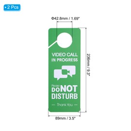 PATIKIL Do Not Disturb Door Hanger Sign, 2 Pcs PVC Double Sided Video Call in Progress Door Sign Decor for Office, Meeting, Session, Home, Recording, Green, 9.3" x 3.5"