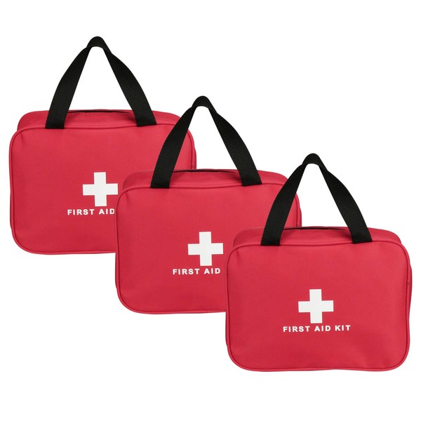 AOUTACC 3 Pack Nylon First Aid Empty Kit,Compact and Lightweight First Aid Bag for Emergency at Home, Office, Car, Outdoors, Boat, Camping, Hiking(Bag Only)