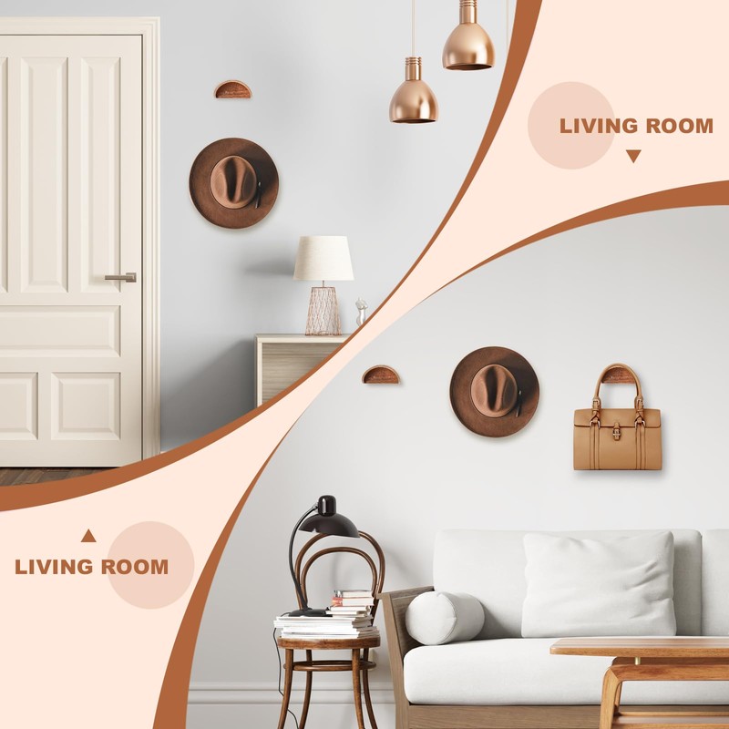 HUANGSTY 2-Pack Wall-Mounted Wooden Hat Rack| Non-Damage Brim Design Keeps