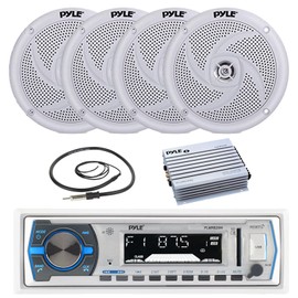 Pyle Bluetooth Marine MP3 Receiver, 4x 5.25" 180W Speakers, Amplifier, Antenna