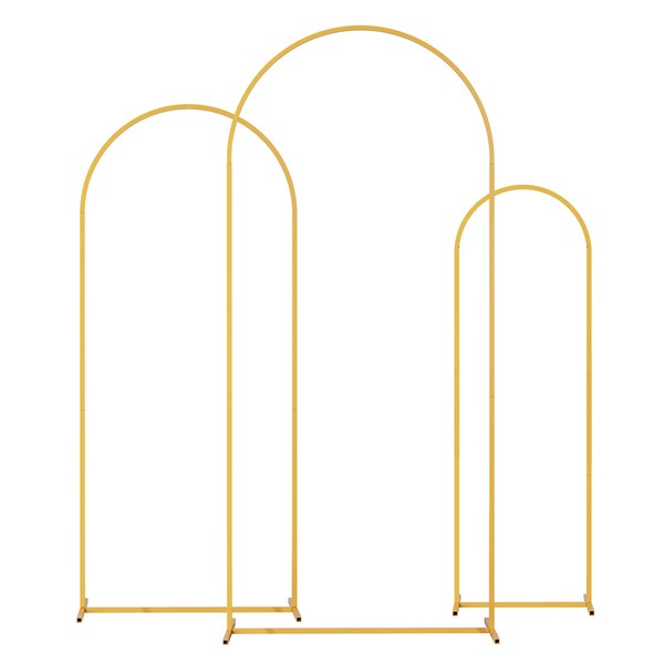 Doingart Metal Wedding Arch, Set of 3 Backdrop Stand for Wedding, Bridal, Indoor Outdoor Party Decoration (Yellow)