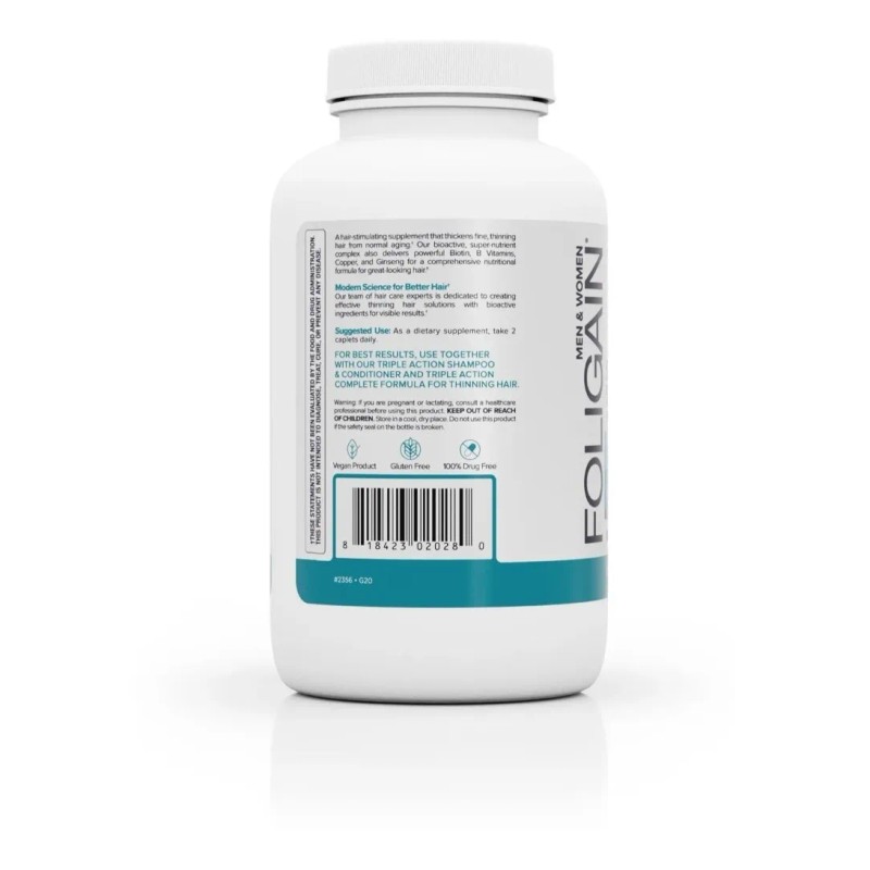 Foligain Suplemento Estimulante Para Cabello Fino 120 Tabs Sin Sabor
