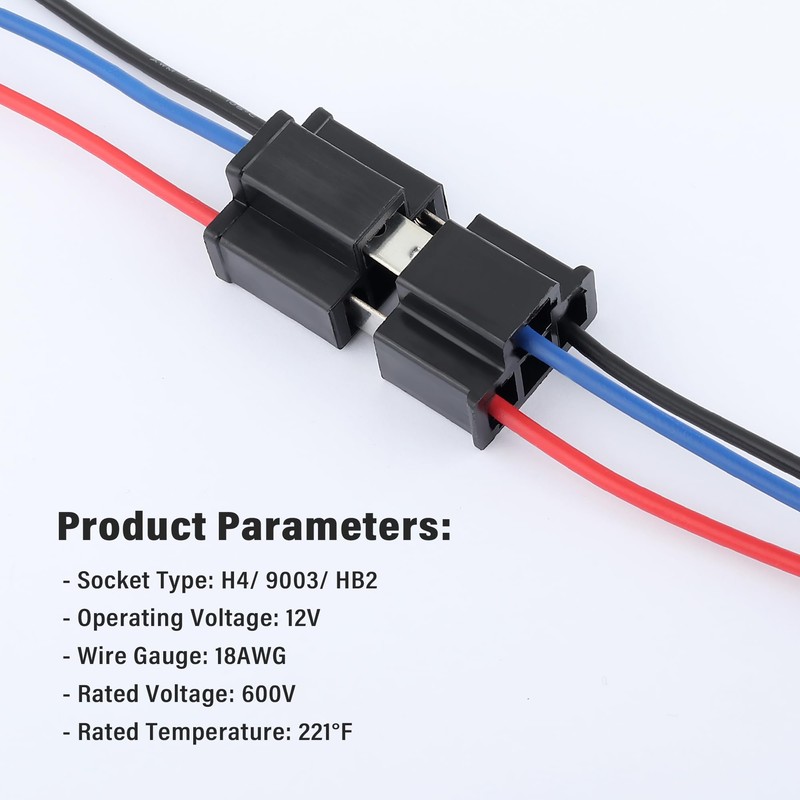 Stacool 2PCS H4 Headlight Connector with 3-Way Headlight Wiring Harness,Female