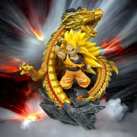 Unbranded Dragon Ball Z SS3 Goku Display Figure Gold Dragon Fist Explosion PVC Statue