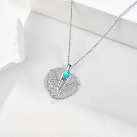 YFN Angel Wings Necklace 925 Sterling Silver Guardian Angel Pendant Necklace Turquoise Necklace for Women Jewelry Gifts (turquoise wings)