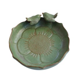 Light Green 9.45 Inch Ceramic Heavy Duty Wild Bird Bath Bowl or Feeder for Outdoor Garden, Bowl Only