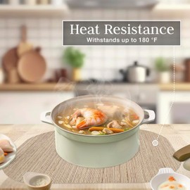 Andie Home Oval Placemats for Kitchen Table and Dining Room, 6-Piece Set, Heat-Resistant and Surface Washable Placemat, Cream, Beige, 17"x12"