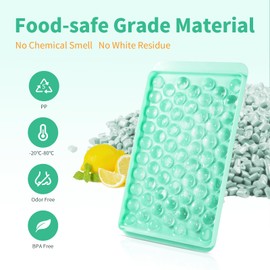 Round Mini Ice Cube Tray with Lid and Bin, 3 Pack Ice Cube Trays for Freezer,Mini Ice Maker,Ice Cube Mold,Small Ice Cube Trays,Crushed Ice Trays for OXO Whisky (Green)