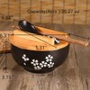 WHJY Black Ceramic Bowl with Lid, Spoon, Chopsticks for Soup,