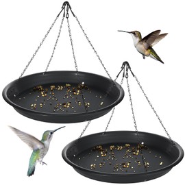 Briwooody 2 Sets 16.7" Bird Seed Catcher Tray Platform Bird Feeder Large Hanging Tray Fits Most Feeders Catches Most Falling Seed and Husk Outdoor Yard Garden Backyard for Attracting Birds, Black