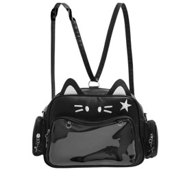 Ita Bag Kawaii Cat Backpack with Adjustable Straps, Large Capacity, Ideal for Daily Use, Cute Bag (Black)