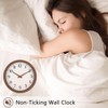 Topkey 12 Inch Round Silent Wall Clock with Wooden Hour