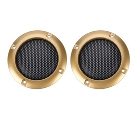 2PCS Shatter Resistant Stereo Speaker Mesh Cover Compact 2 inch Decorative Steel Mesh Circle Car Speaker Protective Cover (Plus 4 Screws)(Gold)