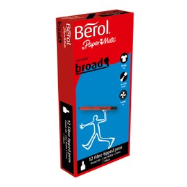 Berol Colour Broad Fibre Tipped Pen - Black, Pack of 12