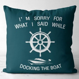 I'm Sorry for What I Said While Docking The Boat Flannel Throw Pillow Cover,18 x 18 Inches Decorative Cotton Linen Cushion Cover for Sofa Couch Bed.(008)