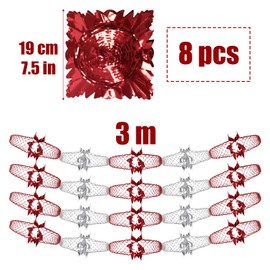 8pcs Christmas Ceiling Decorations Silver Red Foil Christmas Decorations Indoor Christmas Hanging Decorations Garland Decorations for Xmas New Year Party (Silver & Red)