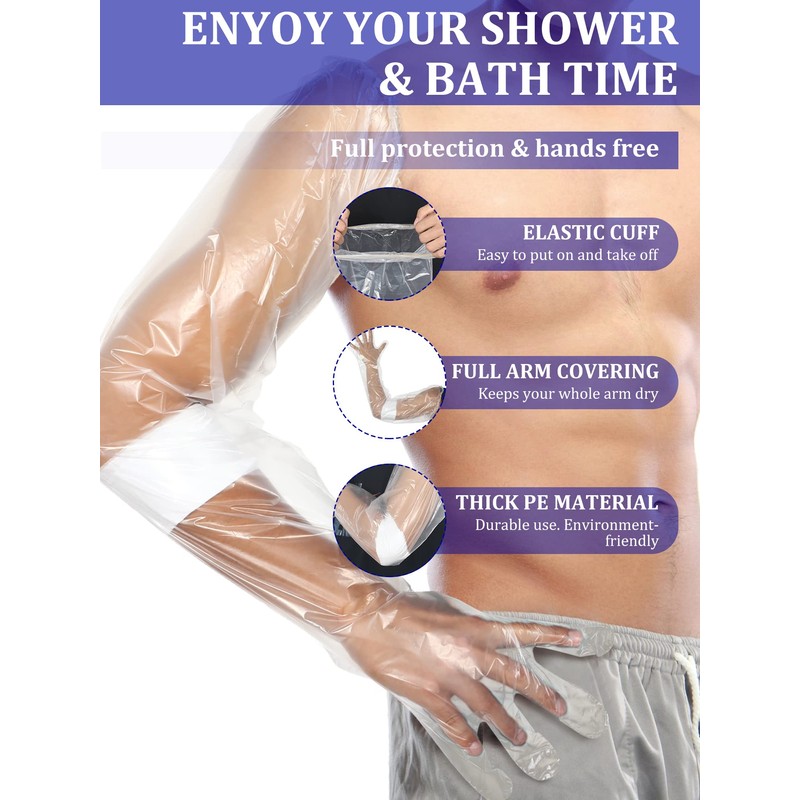 Sosation 50 Pcs Waterproof Arm Cast Cover for Shower Bath,