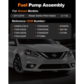 VANBOL - Módulo de bomba de combustible eléctrica compatible con Nissan Sentra 2013 2014 2015 2016 2017 2018 2019 L4 1.8L GAS con junta tórica reemplazar E9213M P77206M SP4097M VANBOL0162-A