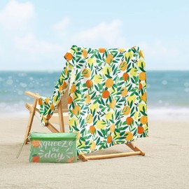 Highline Bedding Co. Citrus Grove 2 Pack Swimsuit Sack and Beach Towel Set-Beach Accessories for Storing Items Waterproof Beach Bag