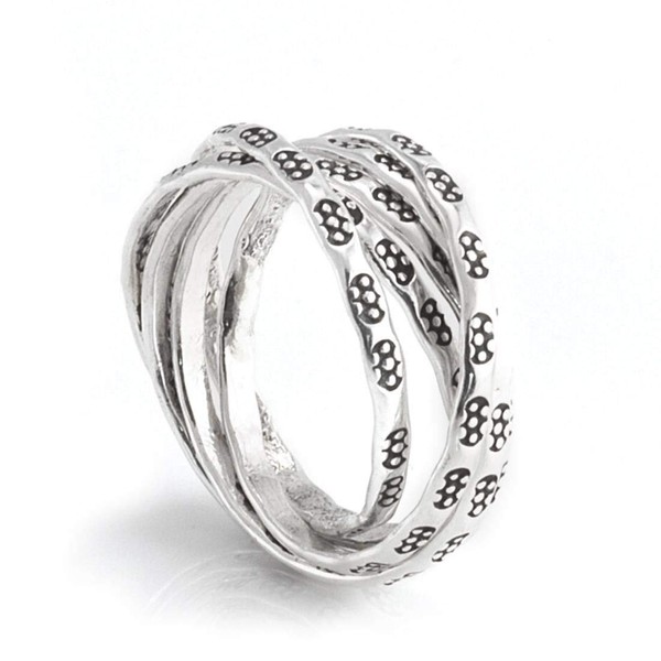 Silverly Womens 925 Sterling Silver Russian Style Wedding Interlocking Ring