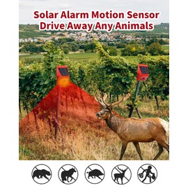 ChunHee Solar Motion Sensor Alarm Outdoor,Solar Alarm Motion Detector with Sound, 129db Sound Security Siren IP65 Waterproof Protected for Villa, Chicken coop, Farm, Yard, 2 Pack