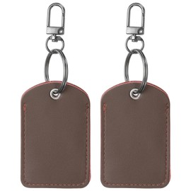 PATIKIL Leather Key Fob, 2 Pack Genuine Leather Key Fobs with Key Rings DIY Keychain Holder for Home Office Keys ID Key Cards Air Tags, Brown