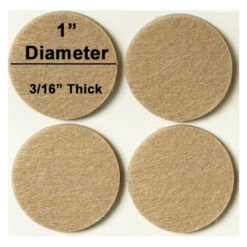 48 Pcs Self Adhesive 1" Round Felt Furniture Pads (Beige,