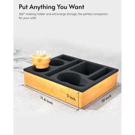 Couch Cup Holder Tray - Couch Organizer Caddy, Silicone Beach Caddy with Cup Holder, Sofa and Bed Drink Holder and Couch Tray Table for Snacks Beverage Remote (Black)