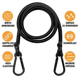 Bungee Cords with Carabiner Clips, 4 Pack Long Heavy Duty Carabiner Bungee Cord 40 Inch, Extra Strong Black Bungee Straps with Carabiner Hooks for Camping, Tarps, Bike Rack, Tent, Car