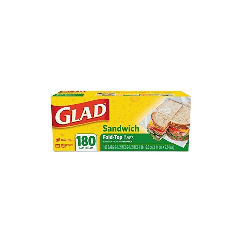 Glad Fold Top Sandwich Bags, Plastic Bags 180-Count