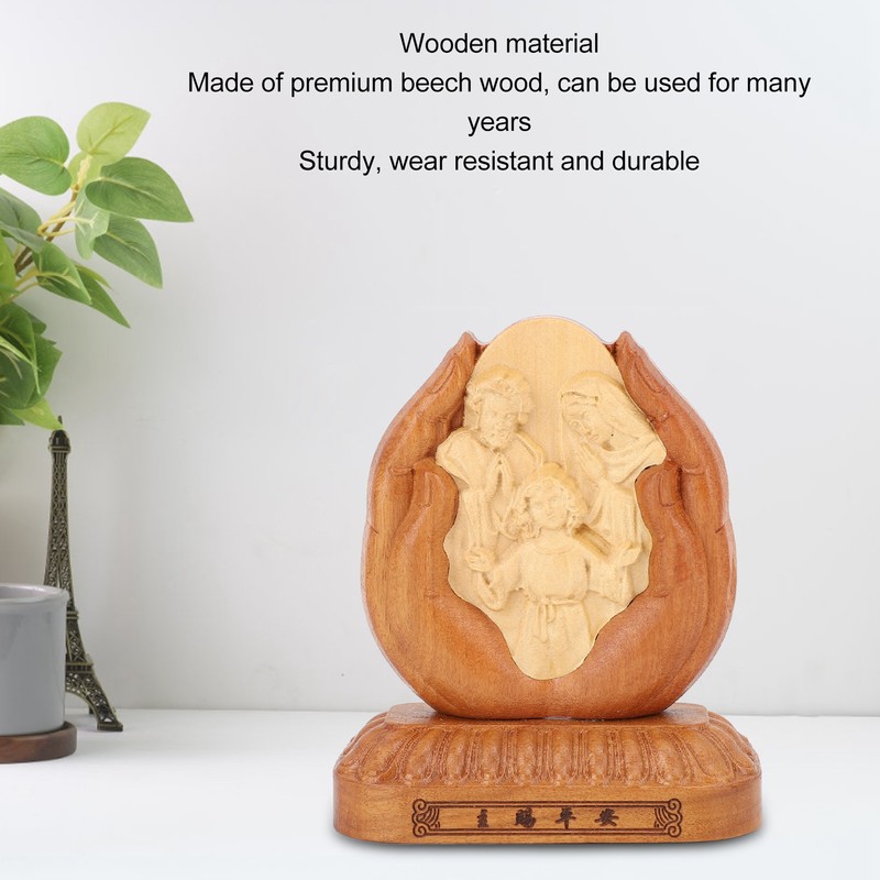 Wooden Holy Family Figurine Statue Exquisite Delicate Durable Stable Beech