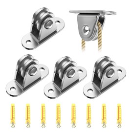 4 Pcs Pulley Wheel Pulley Block Silent Pulley Wheel, Stainless Steel Washing Line Pulley Kit, Wall Mounted Fixed Pulley Duplex Bearing Detachable for Handling and Moving Sliding Gate Wire Rope Crane