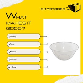 citystores® 30cm 7L Mixing Bowl Plastic Clear for Cooking Baking Food Preparation Durable Kitchen Bowl for Easy Food Mixing