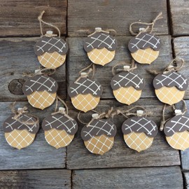 Agape Gifts Designs AGD Fall Decor - Wood Acorn Ornaments 12pc