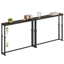 Gewudraw 78.7" Console Table Set of 2, Sofa Table with Adjustable Height 19.9"-31.5", Skinny Behind Couch Table for Living Room, Entryway,Bedroom,Black