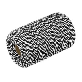 MECCANIXITY Cotton Rope Twisted Braided Rope Cord, Black and White 200M/218 Yard 2mm Dia for Wall Hanging, Plant Hanger, Knitting, Macrame Knotting