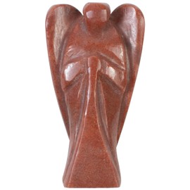 Crocon Red Sand Jasper Gemstone Carved Angel Healing Statues Guardian Peace Figurine for Chakra Stone Balancing Reiki Healing Aura Cleansing EMF Protection Spiritual Devotional Pocket Size: 1.5-2 Inch