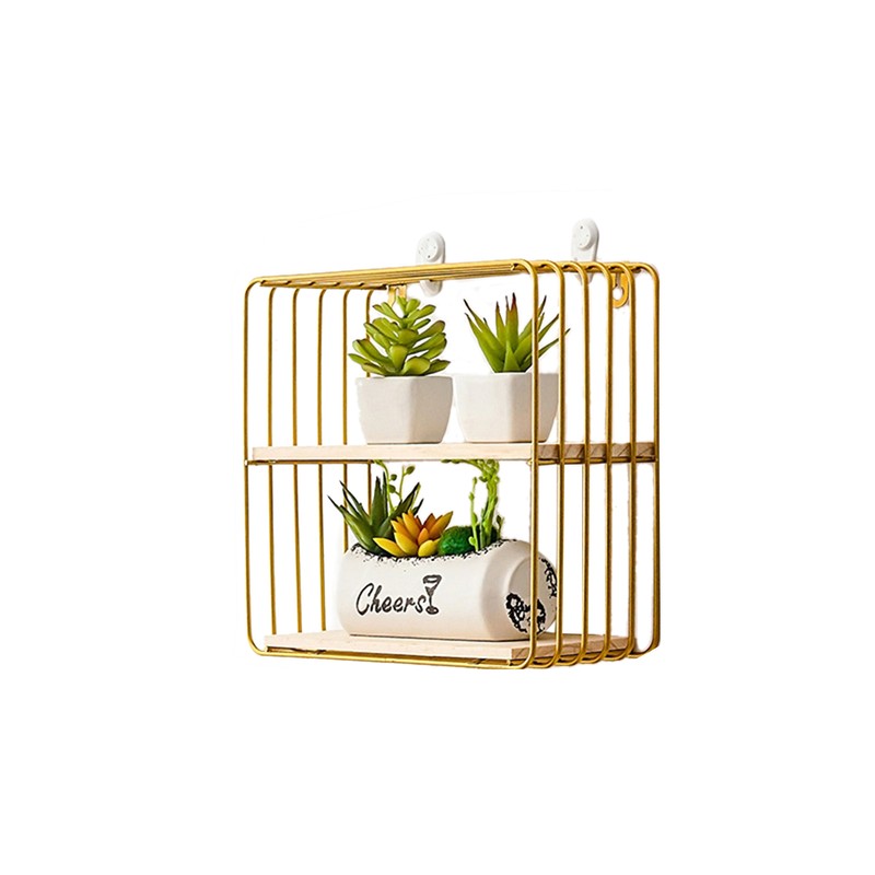 Wooden Iron Wall Shelf Living Room Kitchen Bathroom Elegant Exquisite