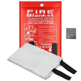 DOKIBI Emergency Fire Blanket, 40"x40" Fiberglass Suppression Fire Retardant Blankets for Home, Kitchen, Camping, Grill, Car, Office, Warehouse with Hooks(1 Pack)