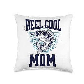 Funny Fishing Reel Cool Mom Outdoors Throw Pillow